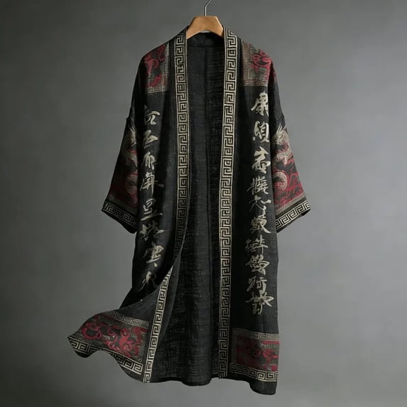 Plus Size Kimono Cardigan Men Men's Japanese Long Samurai Costume ...