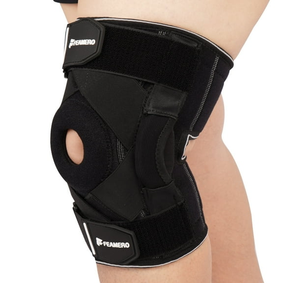 Plus Size Knee Brace for Knee Pain, with Hinges & Cross Compression Straps for Meniscus Tear, Arthritis, Joint Support, Adjustable for Men & Women, Obese People–XL/2XL