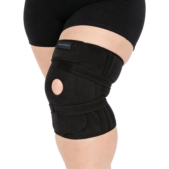Nvorliy Plus Size Knee Brace for Large Legs, Adjustable Knee Support with Side Stabilizers for Arthritis, Meniscus Tear & Knee Pain Relief, Fits 16"-21"