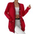 thumbnail image 1 of Plus Size Knit Cardigan Sweater Open Front Long Sleeve Pocket Outwear Cozy Casual Loose Fit Jacket For Fall Winter Fashion Women Casual Dress Sweater Long Sleeve Hoodie Womens Long Hooded Sweatshirt, 1 of 9