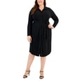 thumbnail image 1 of Plus Size Knit Shirt Dress Deep Black 1X, 1 of 1
