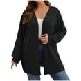 thumbnail image 1 of Plus Size Knitted Stripe Cardigan for Womens Fall Winter Open-Front Crochet Sweaters Jackets Loose Relaxed Fit Velvet Knit Sweater Blouses Long Sleeve Blouses, 1 of 7
