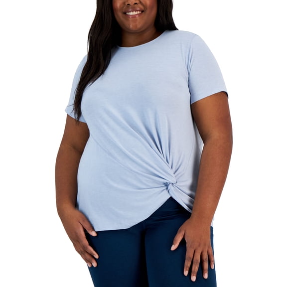 Plus Size Knot-Hem Short-Sleeve T-Shirt Zen Blue 3X