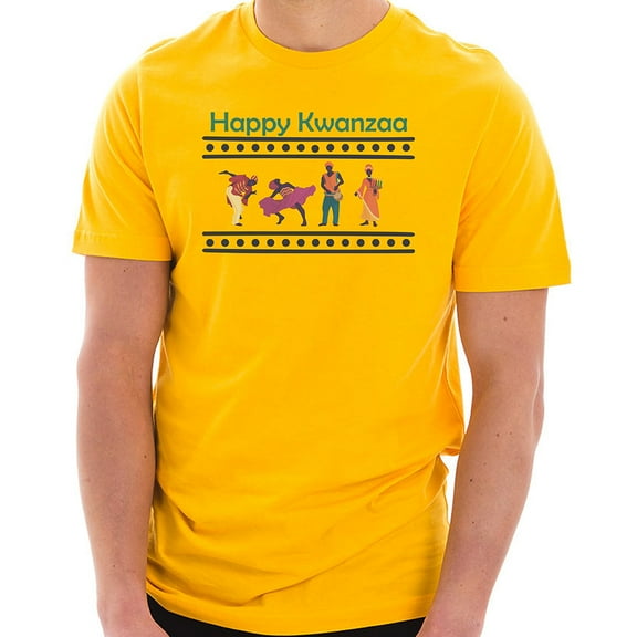 Plus Size Kwanzaa Celebration Graphic Design Ring Spun Combed Cotton Short Sleeve Deluxe Jersey T-Shirt - Taxi Gold XL