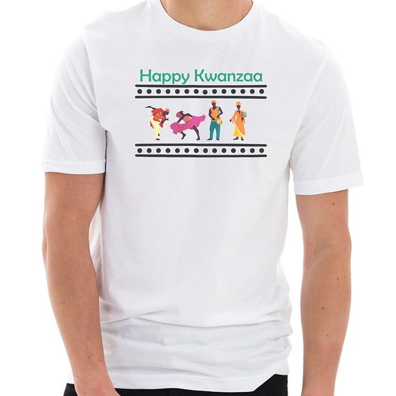 Plus Size Kwanzaa Celebration Graphic Design Ring Spun Combed Cotton Short Sleeve Deluxe Jersey T-Shirt - White XL