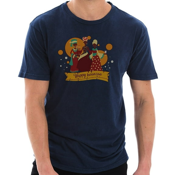 Plus Size Kwanzaa Trio Graphic Design Unisex Ring Spun Cotton Vintage Short Sleeve Crewneck Tee Shirt - Vintage Denim 2XL
