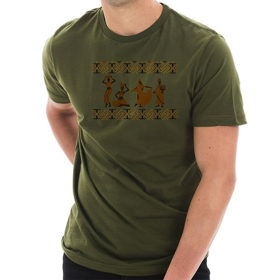 Plus Size Kwanzaa Vibes Graphic Design Ring Spun Combed Cotton Short Sleeve Deluxe Jersey T-Shirt - Army Green 2XL