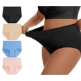 thumbnail image 1 of Plus Size L-4XL High Waisted Briefs for Women Plus Size Ladies Underwear Stretch Full Coverage Panties 4 Pack, 1 of 7