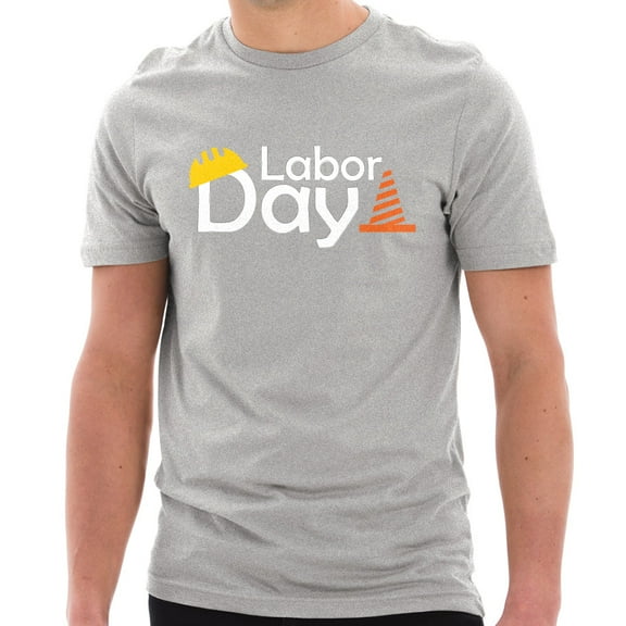 Plus Size Labor Day Graphic Design unisex Ring Combed Cotton Short Sleeve Deluxe Jersey T-Shirt - Heather Grey XL