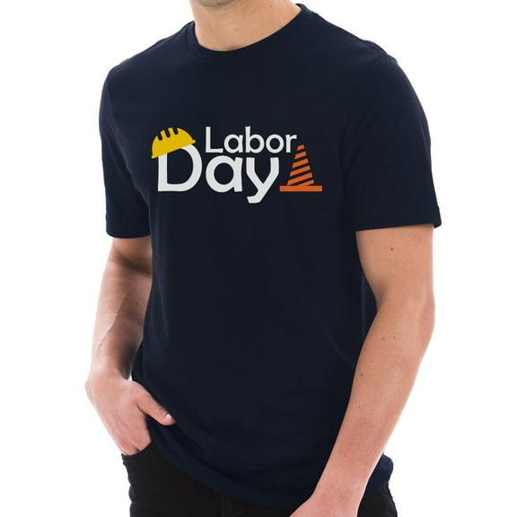 Plus Size Labor Day Graphic Design unisex Ring Combed Cotton Short Sleeve Deluxe Jersey T-Shirt - Navy XL