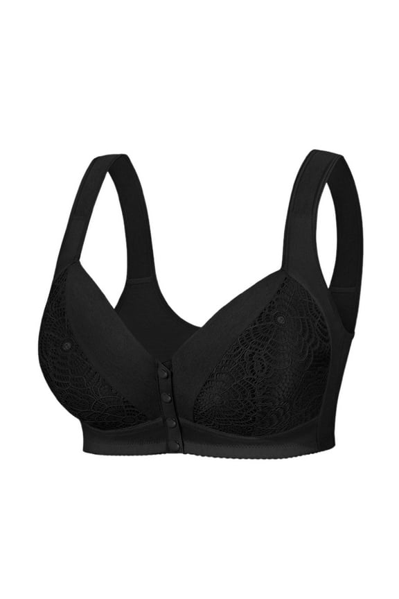 Plus Size Lace Bralette No Wire Front Closure Big Cup Sleep Bra For Comfort