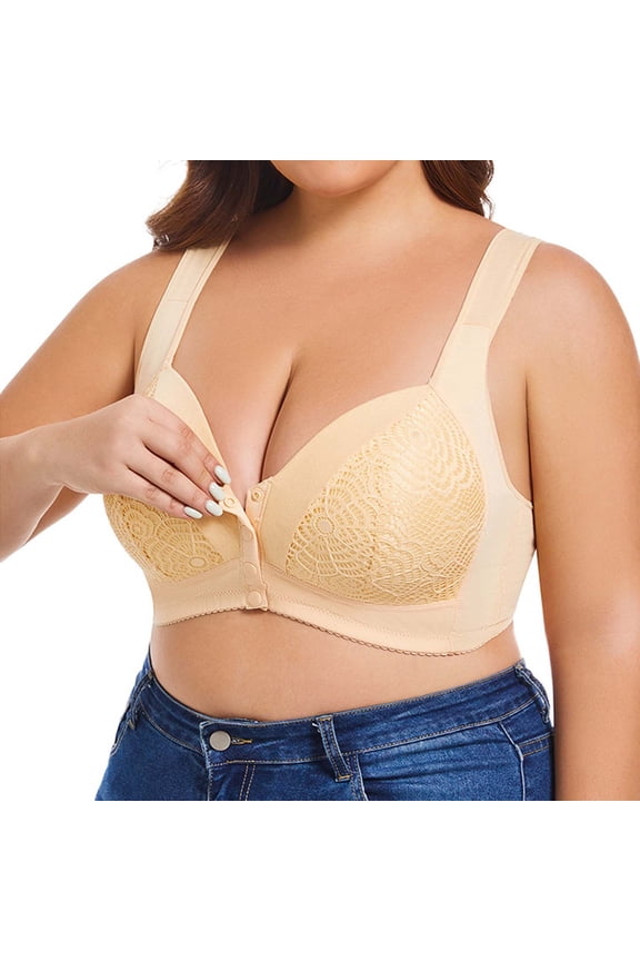 Plus Size Lace Bralette No Wire Front Closure Big Cup Sleep Bra For Comfort Low Support Sports Bras for Women No Show Sports Bra Pads for Sports Bras for Women Scrappy Bra Women's Bras 2 Cup Push up