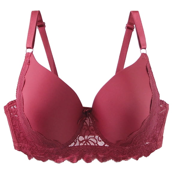 Plus Size Lace Bras for Women Underwire Supportive Push Up Tshirt Bra Adjustable Full Coverage Everyday Bralettes