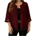 thumbnail image 1 of Plus Size Lace Cardigans for Women Open Front 3/4 Sleeve Crew Neck Lightweight Cardigan Elegant Bolero Short Shrugs, 1 of 9