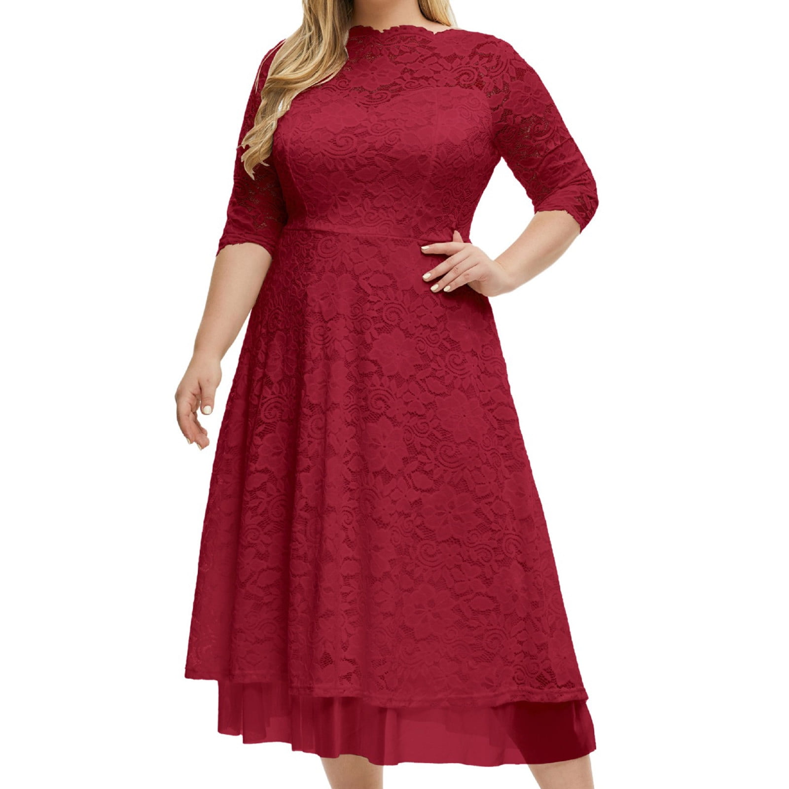 chinese dress ladies Plus Size Xmas Christmas Holiday Festive Long Red Dress  Sugarplum Store