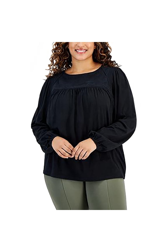 Plus Size Lace Knit Top Deep Black 4X