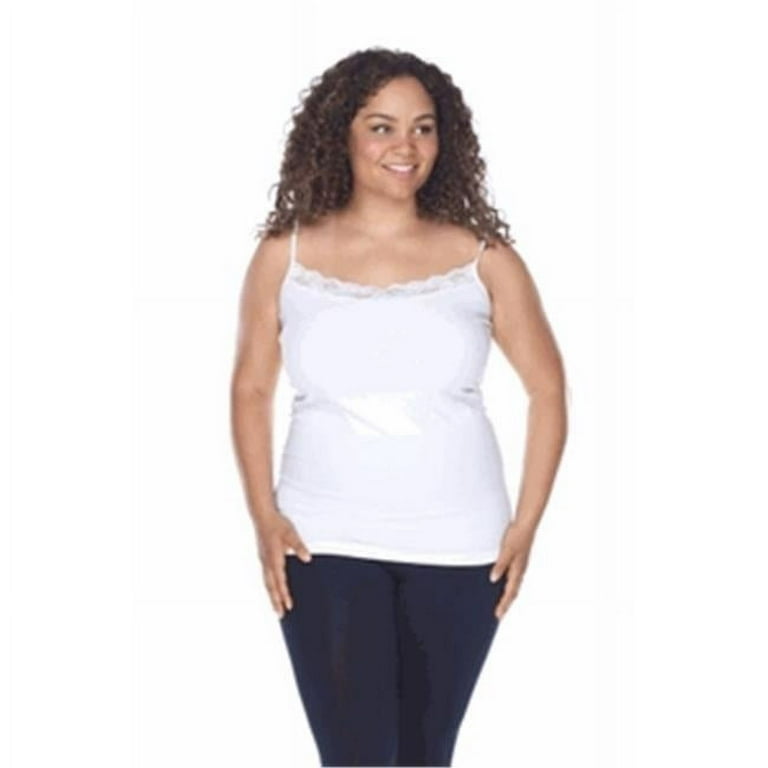 Plus Size Lace Trim Tank Top, White One Size
