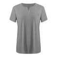 thumbnail image 1 of Plus Size Ladies V Neck Fashion T-Shirt with Pocket Loose Fit Casual Short Sleeve Top, 1 of 2