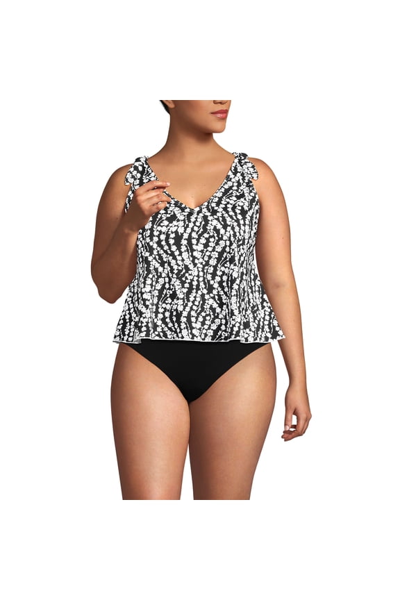 Women's Plus Size DD-Cup Tie Shoulder Flutter Tankini Top