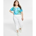 thumbnail image 1 of Plus Size Lattice-Hem Capri Pants Bright White 2X, 1 of 1