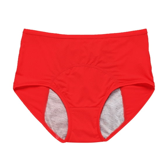 Plus Size Leak Proof Sanitary Pants High Waisted Menstrual Underwear for Women Heavy Comfortable Panties,Red,7XL
