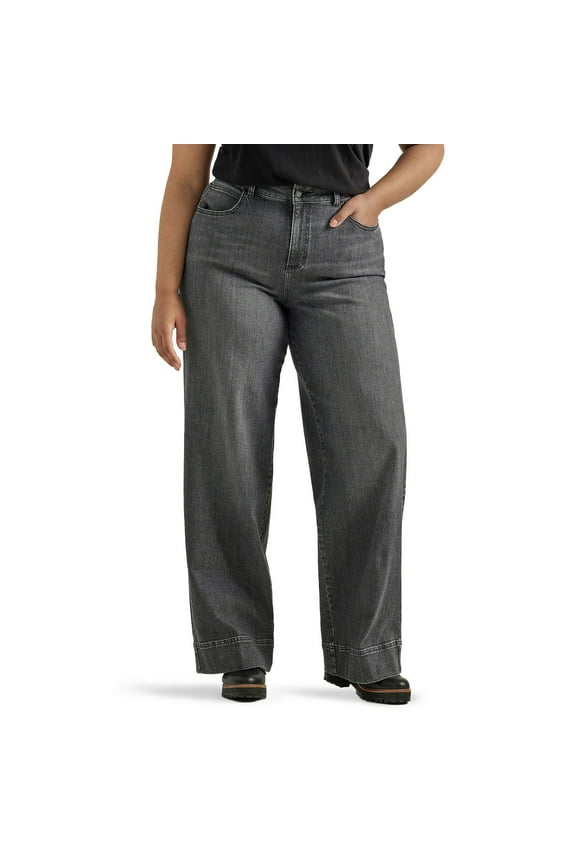 Plus Size Lee® Legendary Wide Leg Trouser Jeans Color: Blurred Darks Size: 24W T/L