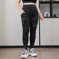thumbnail image 1 of Plus Size Leggings For Women With Pockets Tummy Control Plus Size Yoga Pants High Waist Workout Clothes Black 4XL, 1 of 4