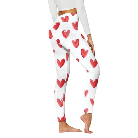 Plus Size Leggings Ladies Yoga Leggings Cute Printed Valentine Day Soft Elastic Comfortable Casual Leggings Army Green XXL