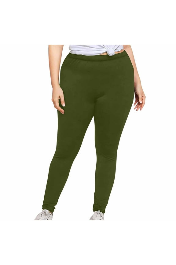Plus Size Leggings Trousers For Women Yoga Sport High Waist Yoga Pants Tummy Control Workout Running Yoga Leggings For Women Olive Green
