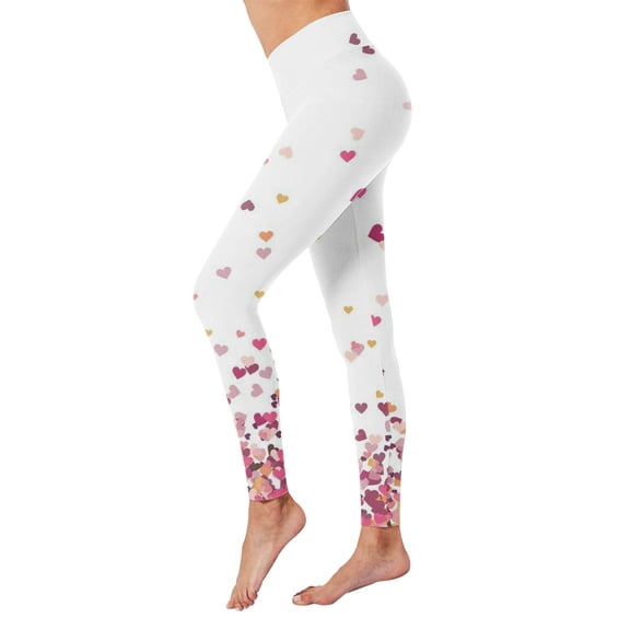 Plus Size Leggings Valentine's Day Print High Waist Women's Compression Leggings Soft Stretch Comfortable Yoga Running Fitness Pants Pink XXL