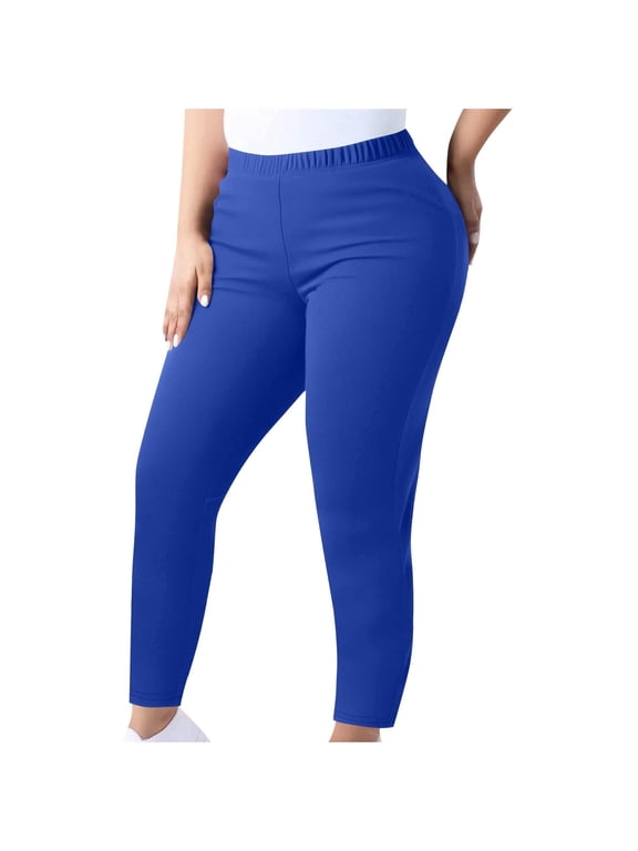 Plus Size Leggings for Women Elastic High Waisted Pull On Pants Workout Yoga Stretch Pants