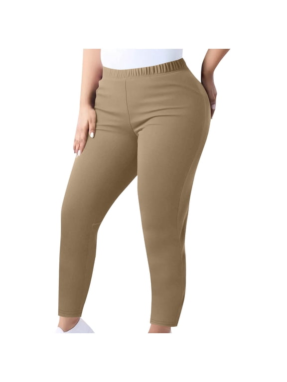 Plus Size Leggings for Women Elastic High Waisted Pull On Pants Workout Yoga Stretch Pants