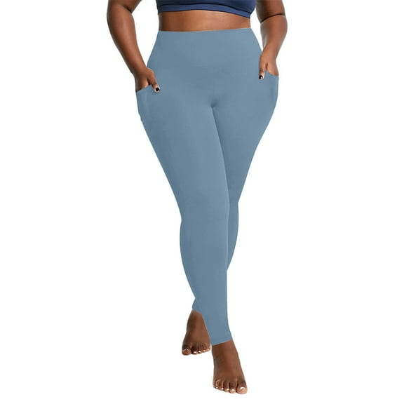 Plus Size Leggings for Women with Pockets-Stretchy High Waist Womens Thick Leggings Workout Yoga Pants