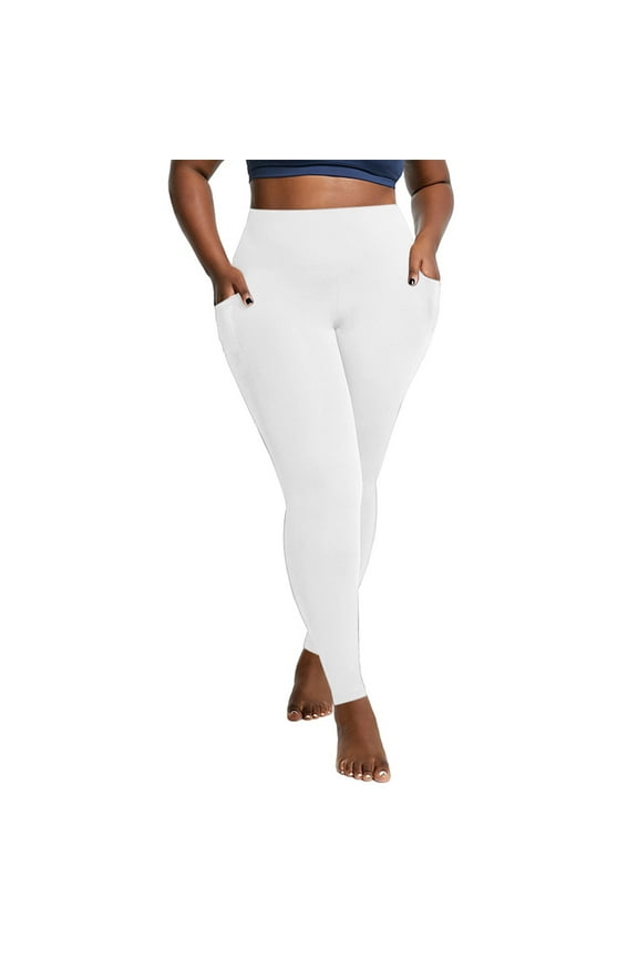 Plus Size Leggings with Pockets for Women - Stretchy High Waisted Tummy Control Soft Running Workout Yoga Pants