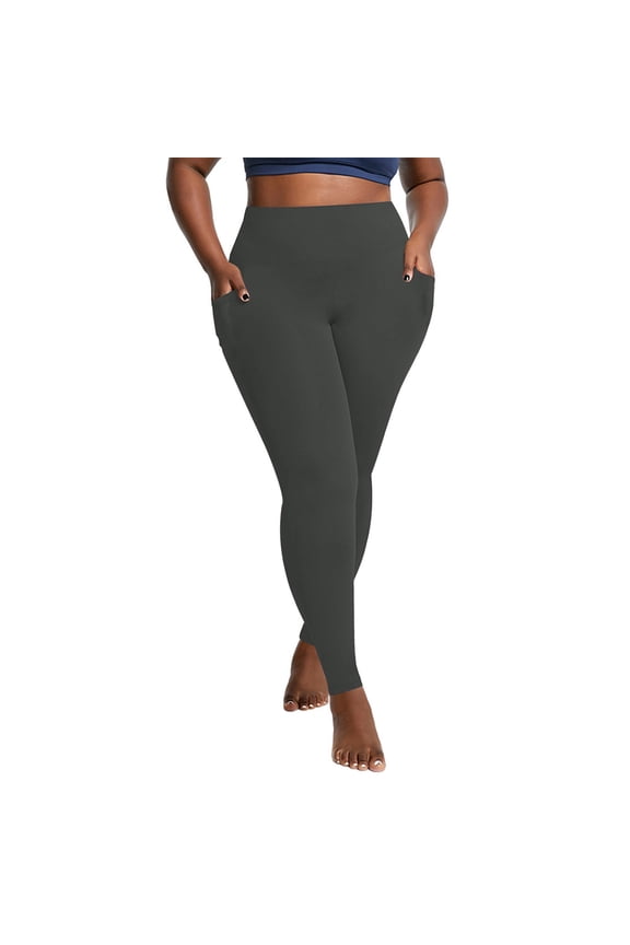 Plus Size Leggings with Pockets for Women - Stretchy High Waisted Tummy Control Soft Running Workout Yoga Pants