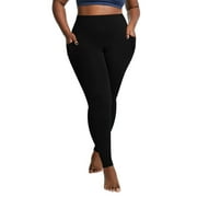 OPLXUO Plus Size Leggings with Pockets for Women - Stretchy High Waisted Tummy Control Soft Running Workout Yoga Pants