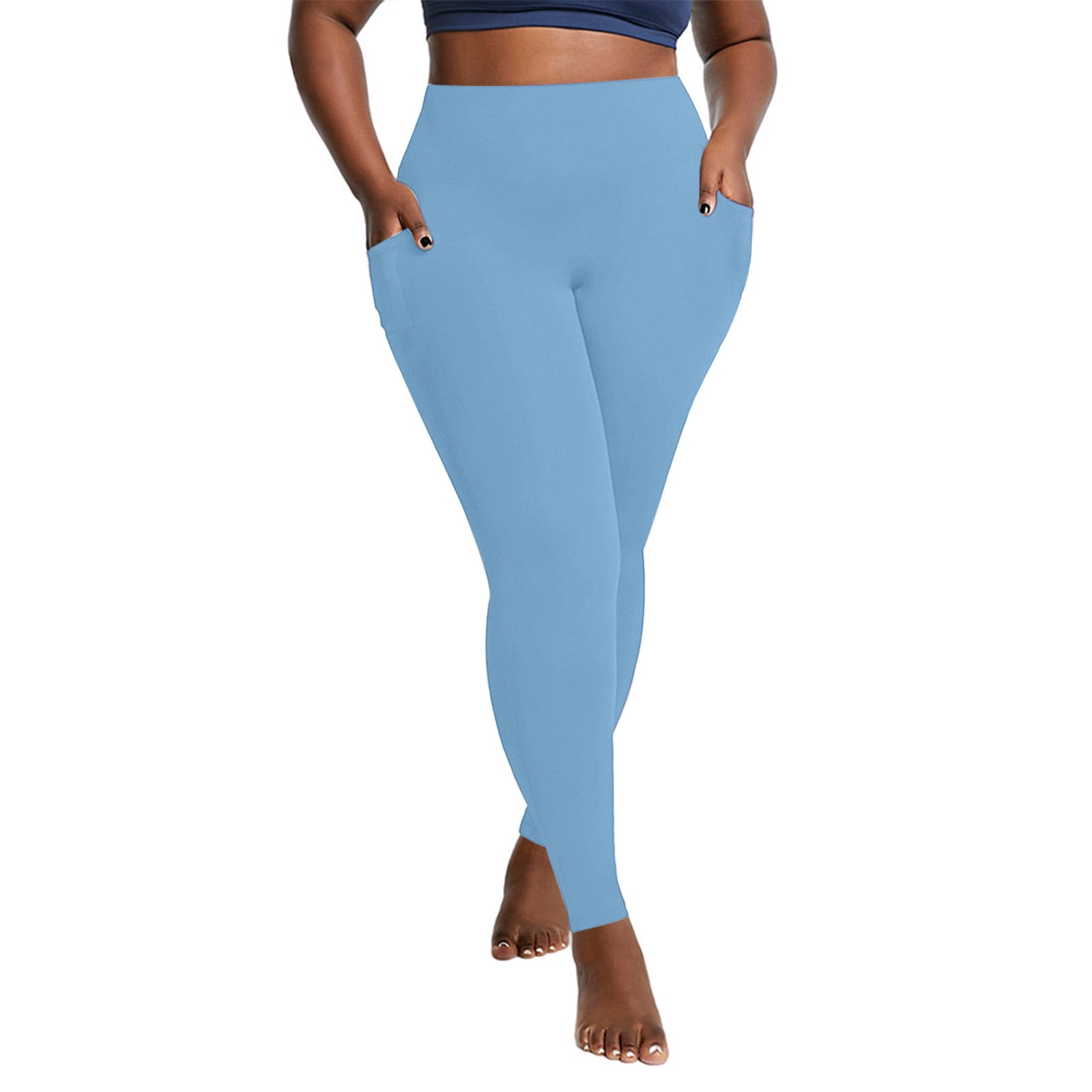Plus Size Leggings with Pockets for Women Stretchy High Waisted Tummy Control Soft Running Workout Yoga Pants