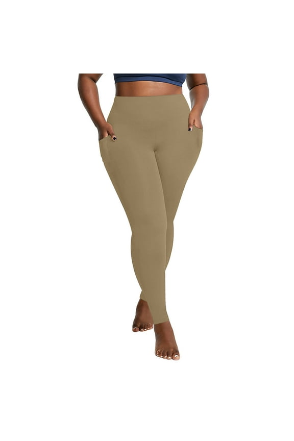 Plus Size Leggings with Pockets for Women - Stretchy High Waisted Tummy Control Soft Running Workout Yoga Pants