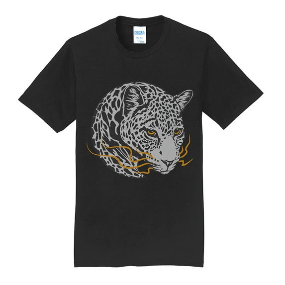 Plus Size Leopard Circular Animal Crew Neck T-Shirt Graphic Shirt - Jet Black XL