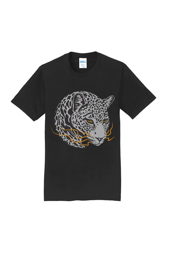 Plus Size Leopard Circular Animal Crew Neck T-Shirt Graphic Shirt - Jet Black XL