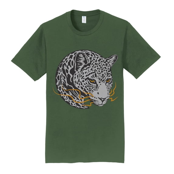 Plus Size Leopard Circular Animal Crew Neck T-Shirt Graphic Shirt - Olive XL