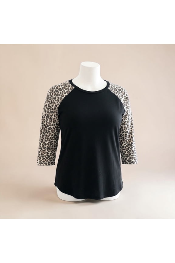 Plus Size Leopard Long Sleeve T-Shirt