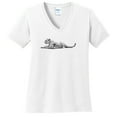 thumbnail image 1 of Plus Size Leopard Monochrome Graphic Design Lady's V-Neck - White 4XL, 1 of 2