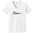 thumbnail image 1 of Plus Size Leopard Monochrome Graphic Design Lady's V-Neck - White XL, 1 of 2