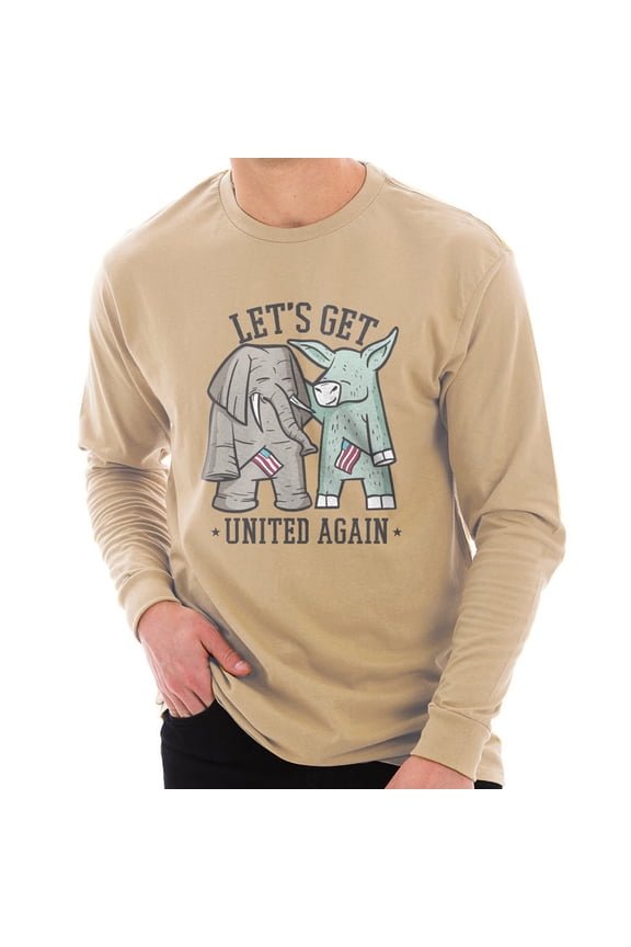 Plus Size Let Us Get United Again Ring Spun Cotton Premium Long Sleeve Graphic Shirt - Mushroom 2XL