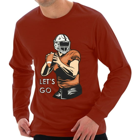 Plus Size Let's Go Graphic Design Unisex Ring Spun Cotton Premium Long Sleeve T-shirt - Paprika 3XL