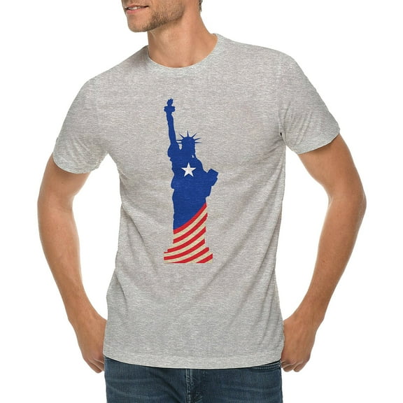 Plus Size Liberty Flag Graphic Design Deluxe Jersey T-Shirt - Heather Grey XL