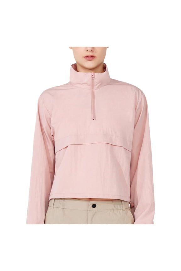 Plus Size Lightweight Windproof Jacket for Women Spring Summer Fitness Running Sports Coat with Stand Collar Drawstring Casual Outerwear