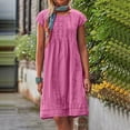 thumbnail image 1 of UPPADA Vintage Summer Cotton Linen Dress for Women Casual Short Sleeve Ruched Flowy T Shirts Dress Loose Fit A-Line Beach Sundress, 1 of 8