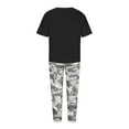 thumbnail image 1 of Plus Size Linen Sets for Women, Loose Casual Short Sleeve Printed T-Shirt with Capris Pants Jogger Travel Outfits Sweat Suits for Ladys 2 Piece Joggers Black S, 1 of 4